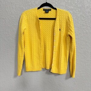 Ralph Lauren Vibrant Yellow Cable Knit Cardigan size large